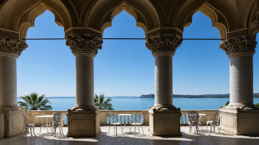 Facciata della villa Borghese Cavazza in stile neogotico veneziano sull