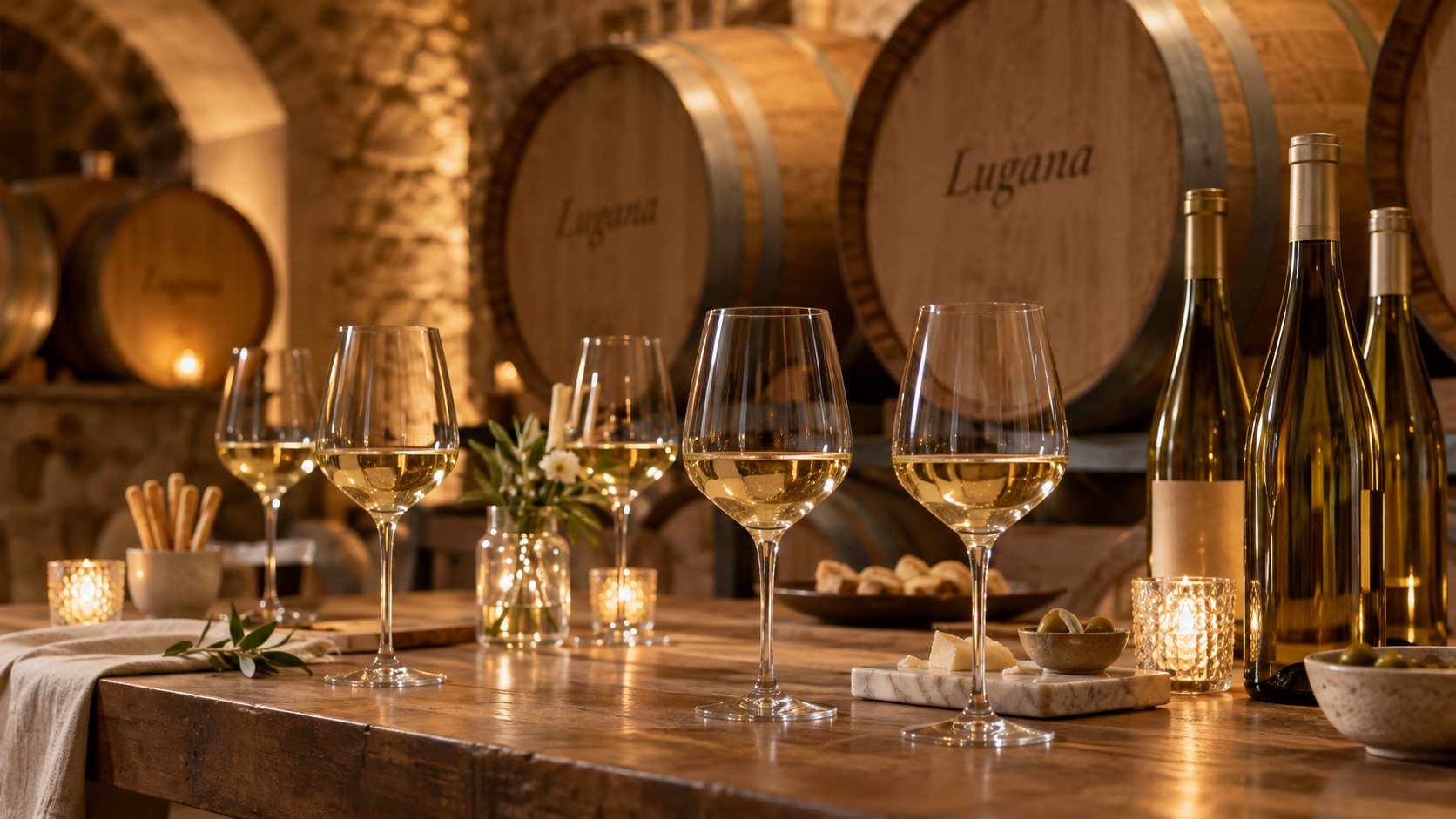 wine tasting inside a Lake Garda winery cellar